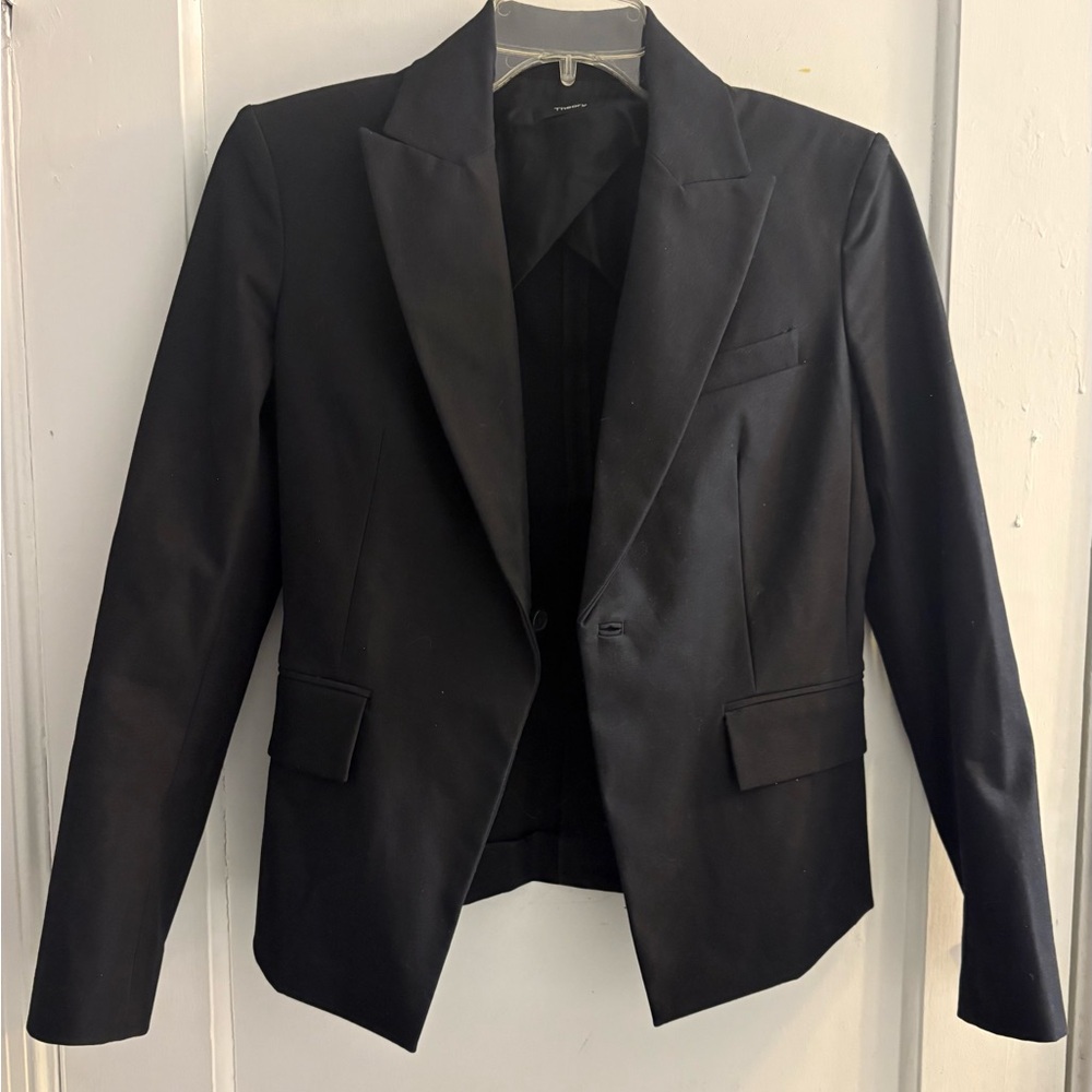 Theory Black Brince Approach Structured Blazer Jacket Size 0